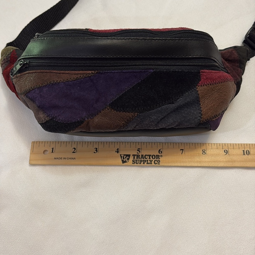Vintage Leather Patchwork Double Compartment Adju… - image 8